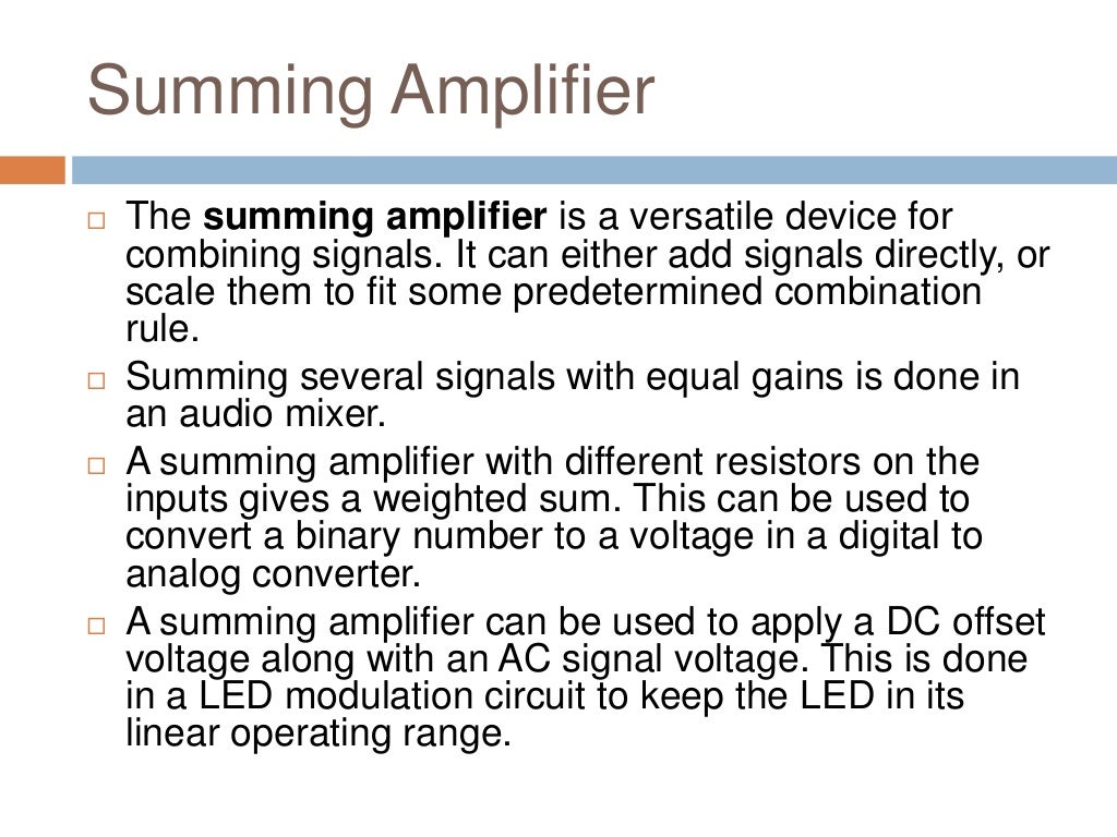 Summing and Difference amplifier