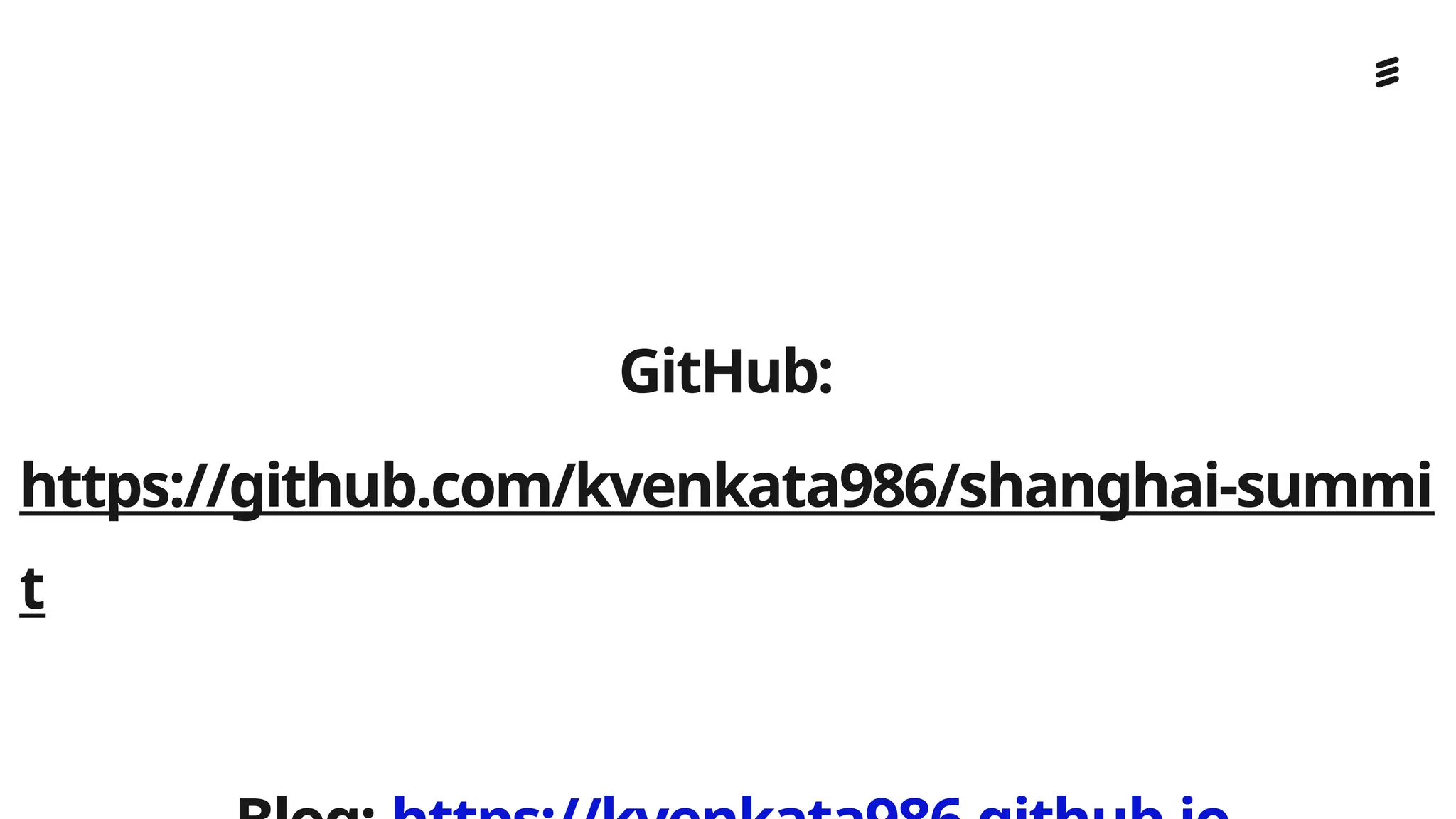 Ericsson Internal | 2018-02-21
GitHub:
https://github.com/kvenkata986/shanghai-summi
t
 