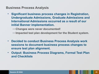 Business Process Analysis <ul><li>Significant business process changes in Registration, Undergraduate Admissions, Graduate...
