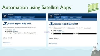 Scenarios for Satellite Apps ->  Reporting ->  Integration ->  Automation 