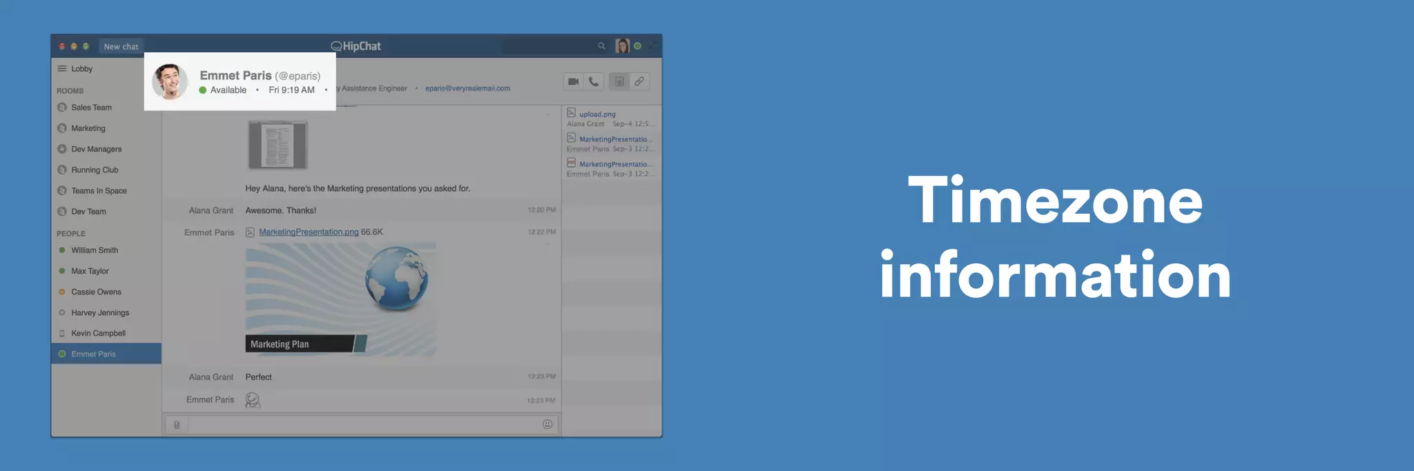 Timezone 
information 
 
