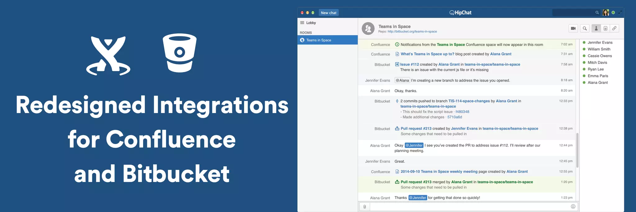Redesigned Integrations 
for Confluence 
and Bitbucket 
 