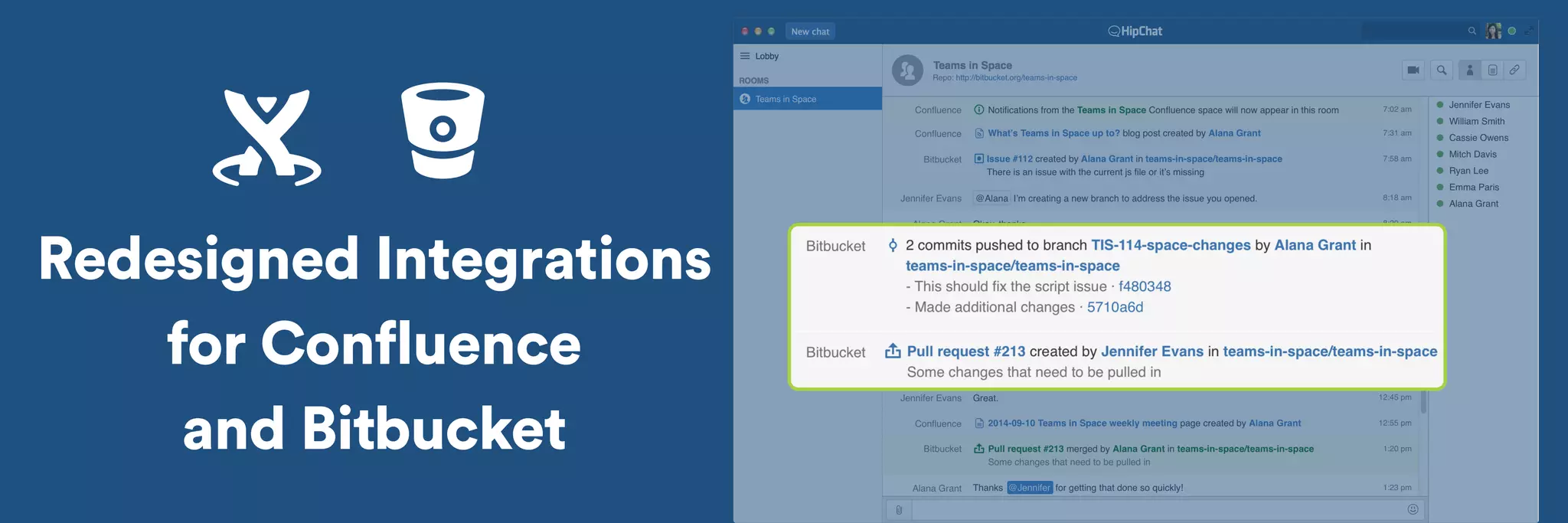 Redesigned Integrations 
for Confluence 
and Bitbucket 
 