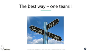 Pini Cohen’s work Copyright@2017. Do not remove source or attribution from any slide or graph
18
The best way – one team!!
 
