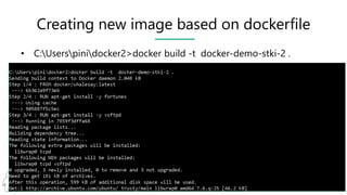 Pini Cohen’s work Copyright@2017. Do not remove source or attribution from any slide or graph
59
Creating new image based on dockerfile
• C:Userspinidocker2>docker build -t docker-demo-stki-2 .
 