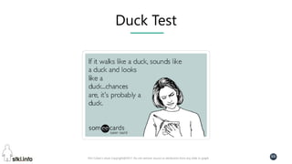 Pini Cohen’s work Copyright@2017. Do not remove source or attribution from any slide or graph
66
Duck Test
 