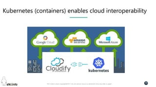 Pini Cohen’s work Copyright@2017. Do not remove source or attribution from any slide or graph
70
Kubernetes (containers) enables cloud interoperability
 