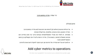 Pini Cohen’s work Copyright@2017. Do not remove source or attribution from any slide or graph
85
Add cyber metrics to operations
 