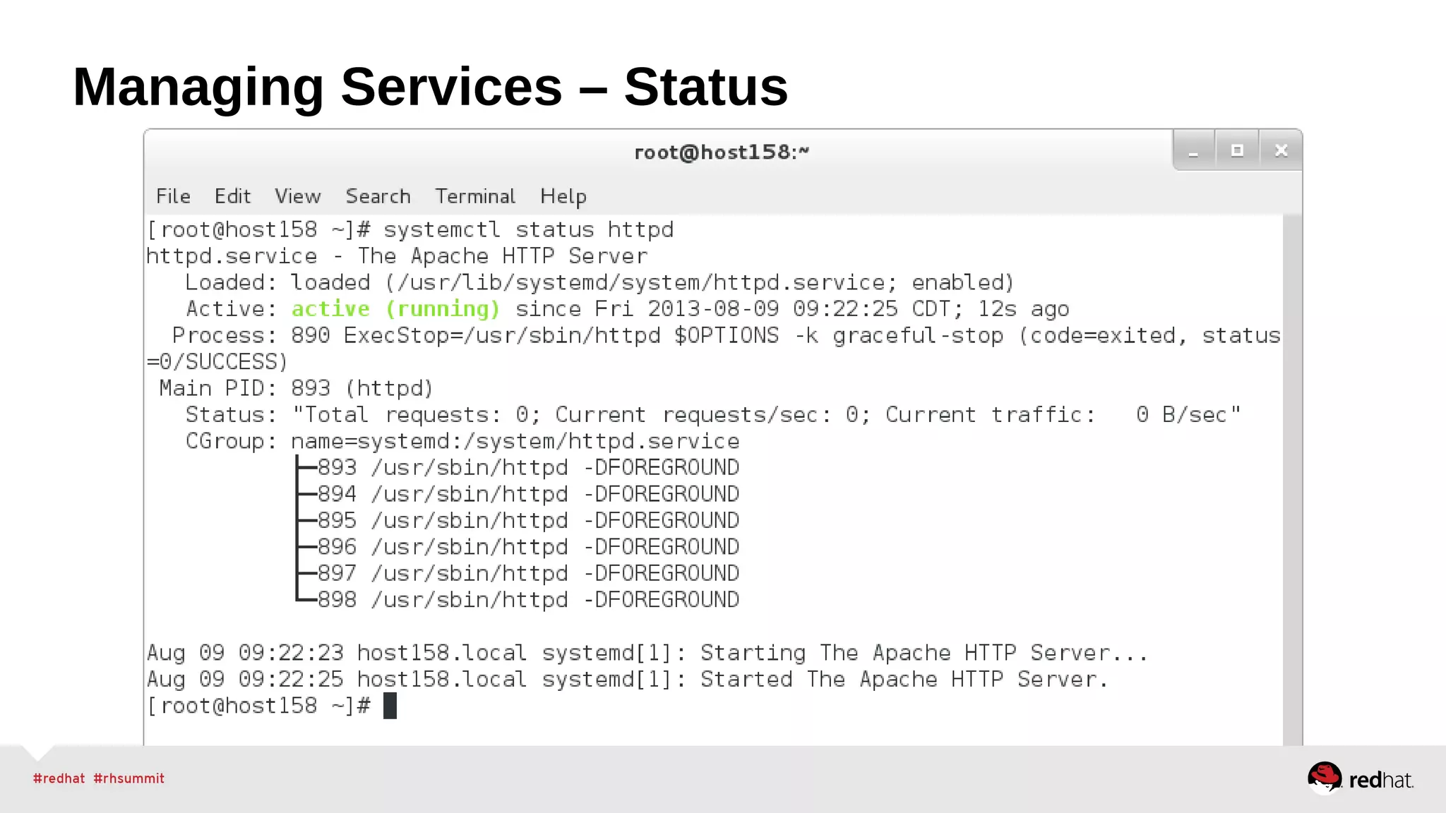 Managing Services – Status 
 