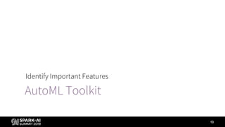 AutoML Toolkit
Identify Important Features
13
 