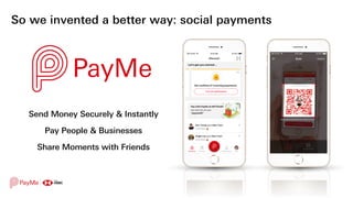 So we invented a better way: social payments
Send Money Securely & Instantly
Pay People & Businesses
Share Moments with Fr...