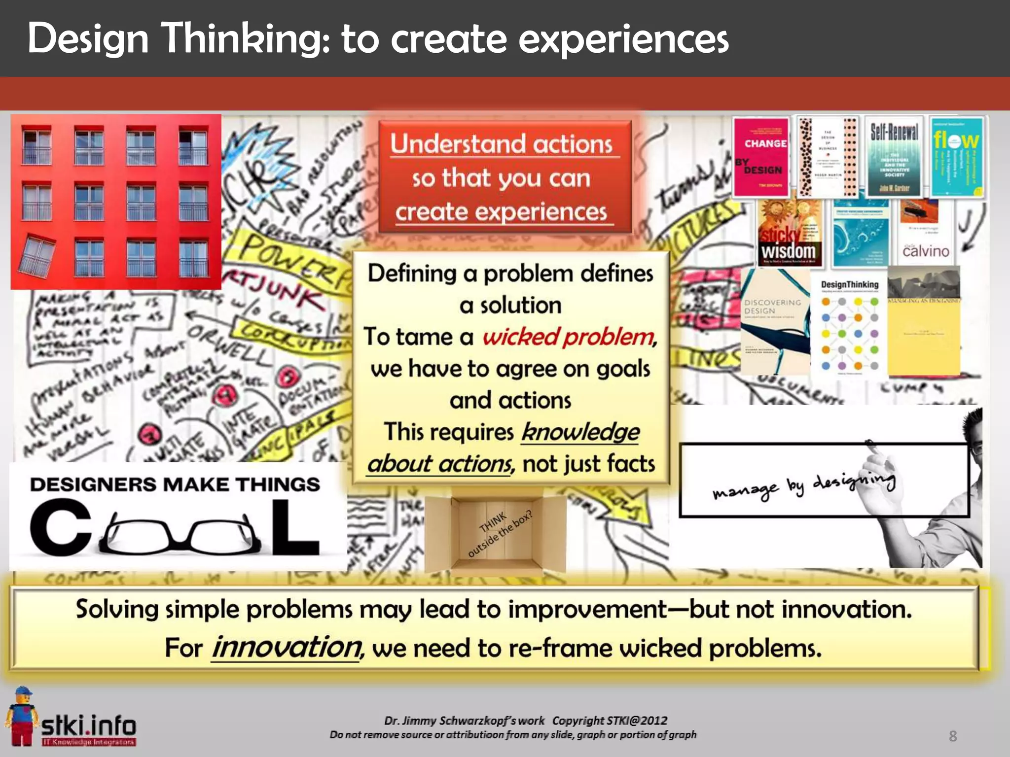 Design Thinking: to create experiences




                                         8
 