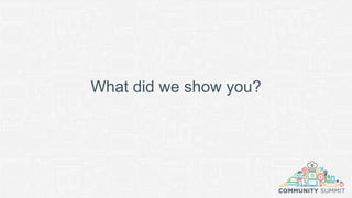 What did we show you?
 