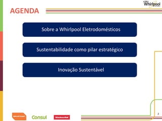 2 
Sobre a Whirlpool Eletrodomésticos 
Sustentabilidade como pilar estratégico 
Inovação Sustentável 
Relatório de Sustentabilidade 
AGENDA 
 