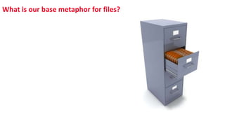 What is our base metaphor for files?
 