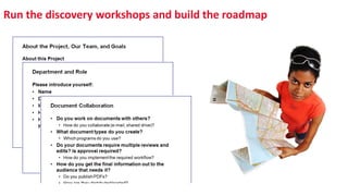Run the discovery workshops and build the roadmap
 