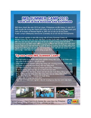 Trại hè tiếng Anh Summer Camp 2019 trường Anh ngữ IMS Philippines