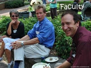 Audience
           Faculty




             http://www.flickr.com/photos/uncsils




              http://www.flickr.com/photos/uncsils
 