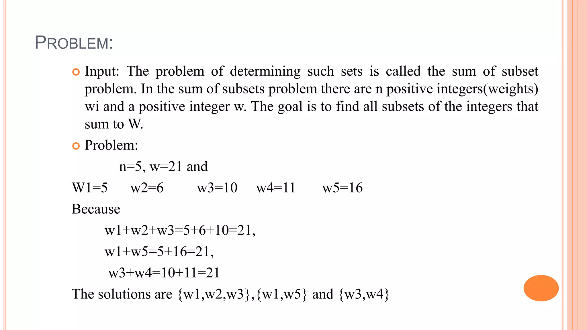 Sum of subset problem.pptx | Programming Languages | Computing