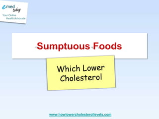 Sumptuous Foods  Which Lower Cholesterol 