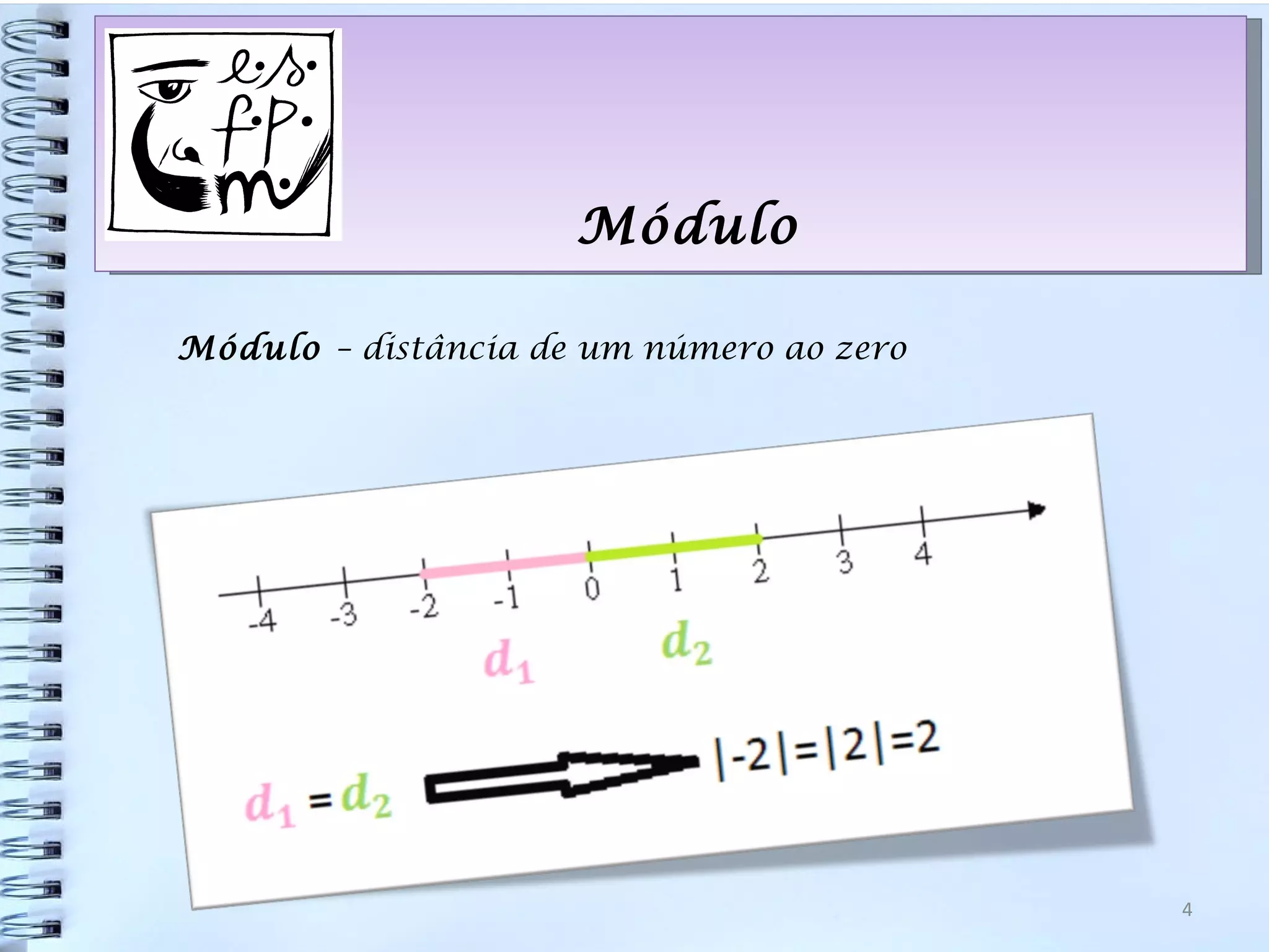 Módulo

Módulo – distância de um número ao zero




                                          4
 