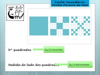 Escola Secundária
                        Fontes Pereira de Melo




Nº quadrados




Medida do lado dos quadrados
 