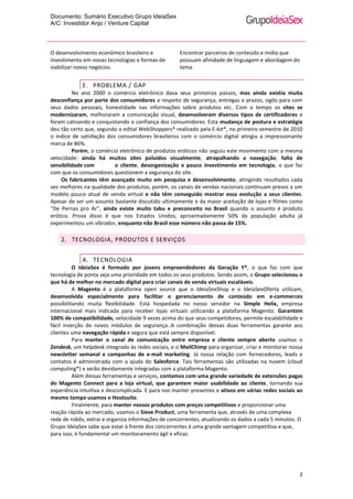 Sumário Executivo Grupo IdeiaSex