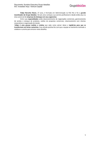 Sumário Executivo Grupo IdeiaSex
