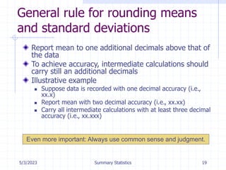 summary statistics | PPT