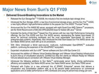 Sun Microsystems Q109 Quaterly Results Release