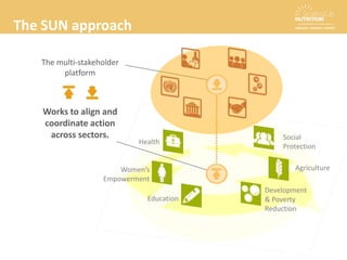 Making progress - examples
Increasing Resources and
Monitoring Implementation4
GUATEMALA
The national Zero Hunger plan was
launched with a specific budget line
for addressing undernutrition during
the 1,000 days between pregnancy
and a child’s second birthday.
MALI
All regions of Mali received
funding for nutrition in 2012.
TANZANIA
The Ministry of Finance now
includes planning and budgeting
for nutrition at level of national
and local authorities.
 
