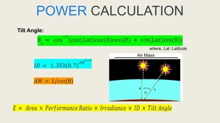 POWER CALCULATION
Tilt Angle:
where, Lat: Latitude
 