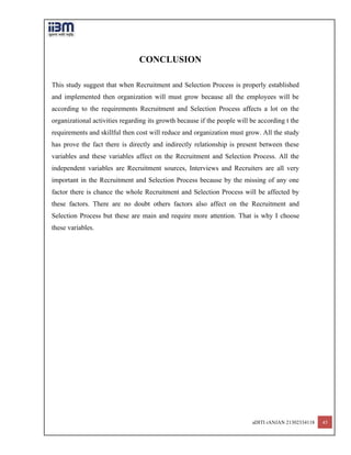 report on recruitment and selection a winter internship | PDF
