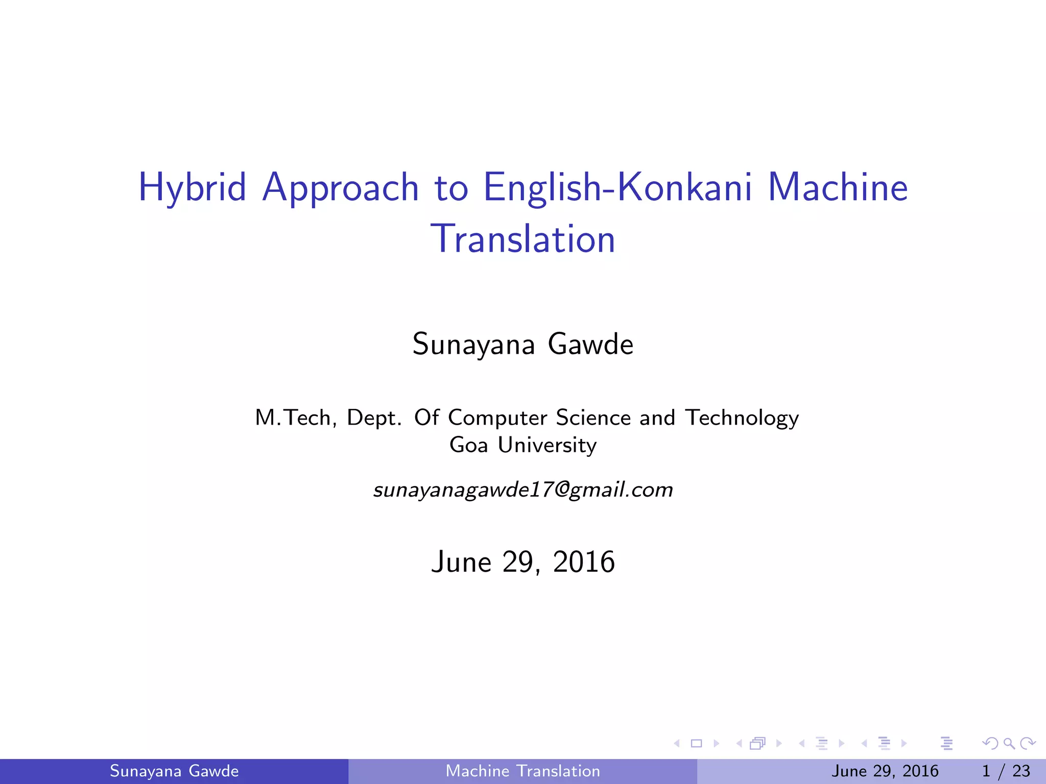 Hybrid Approach to English-Konkani Machine Translation | PDF