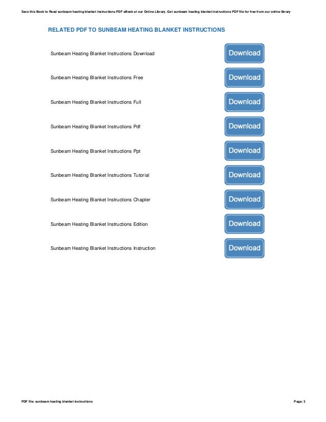 Sunbeam heatingblanketinstructions