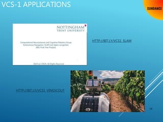 14
VCS-1 APPLICATIONS
HTTP://BIT.LY/VCS1_VINESCOUT
HTTP://BIT.LY/VCS1_SLAM
 