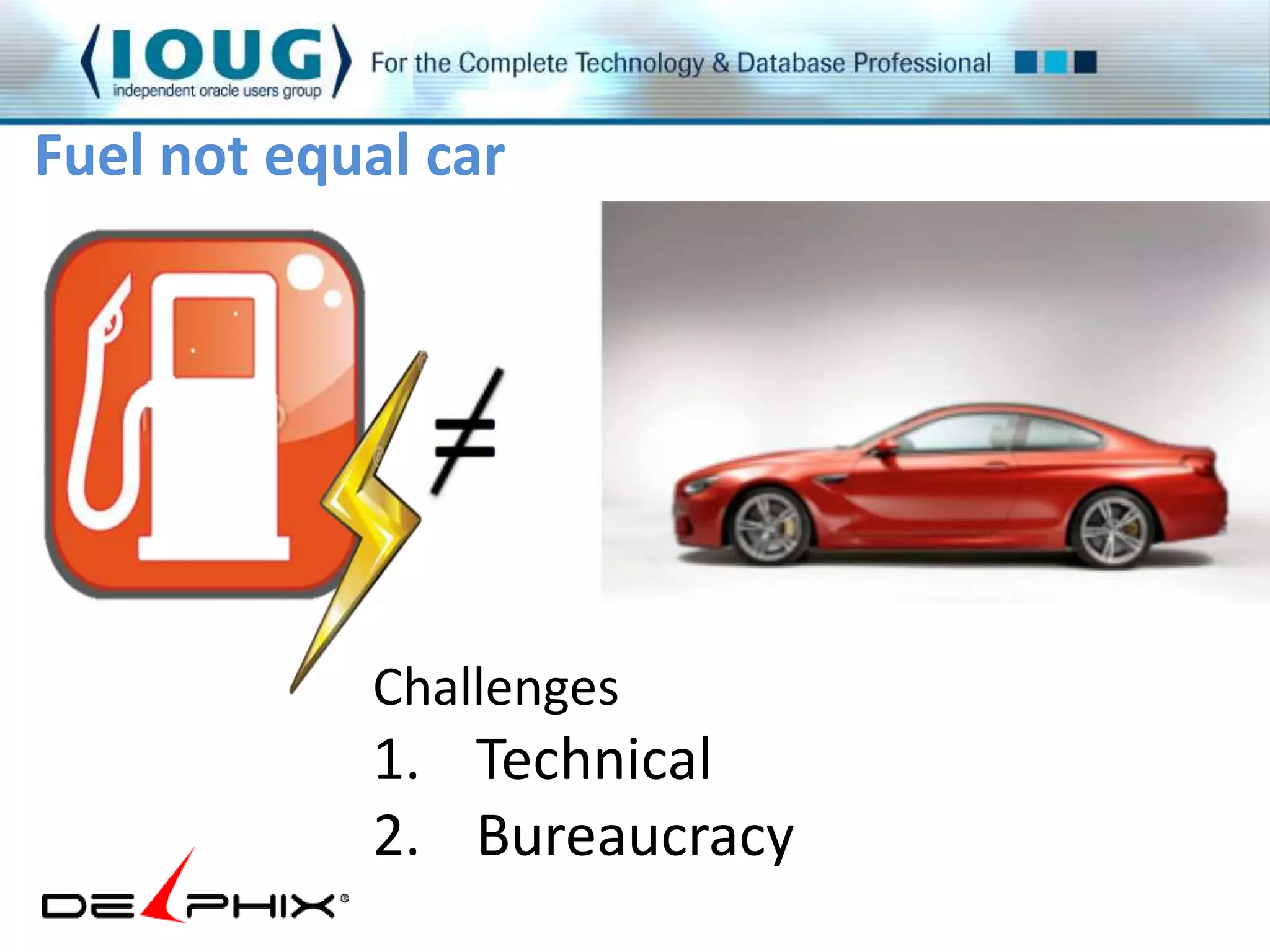Fuel not equal car 
Challenges 
1. Technical 
2. Bureaucracy 
 
