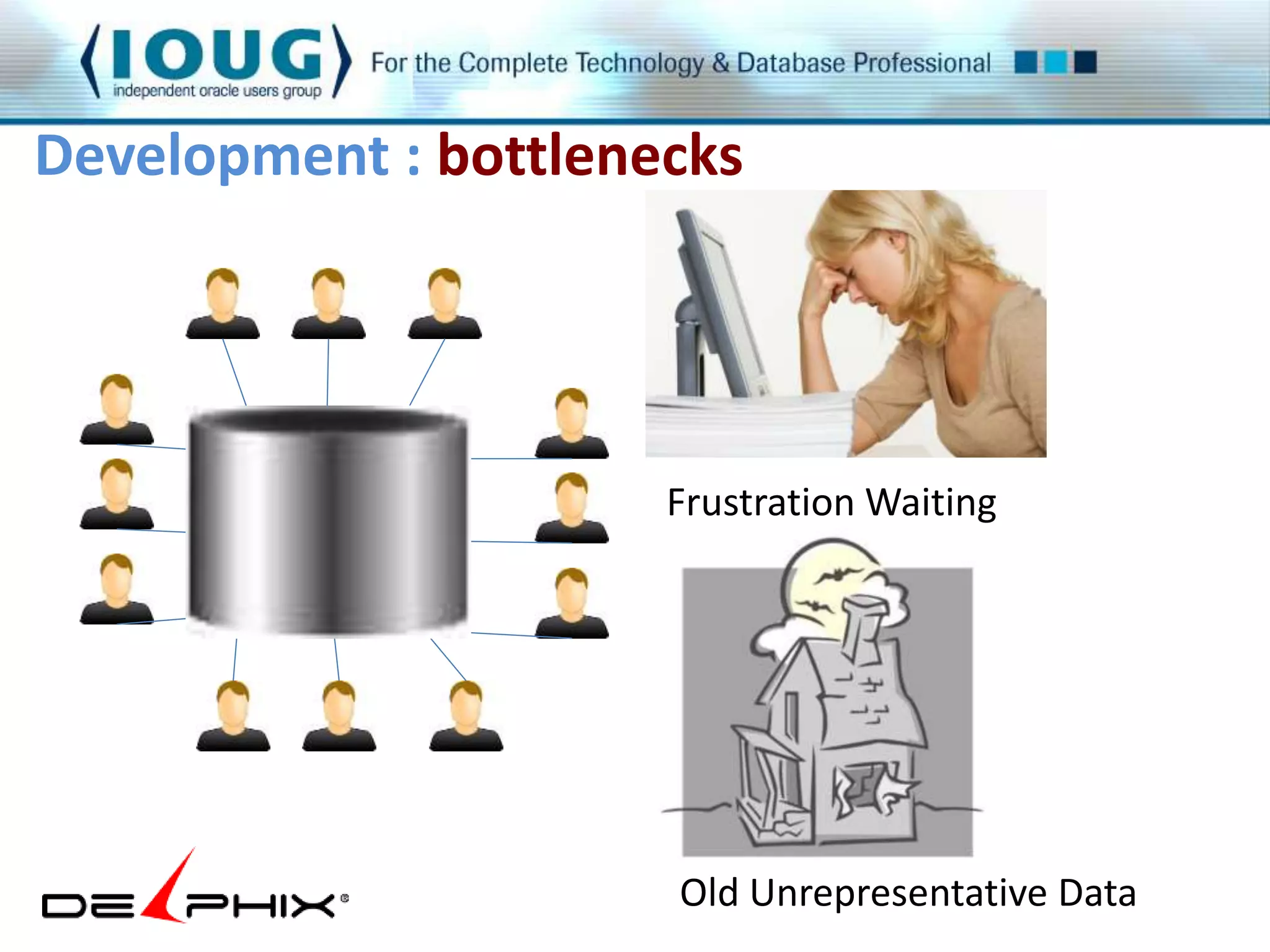 Development : bottlenecks 
Frustration Waiting 
Old Unrepresentative Data 
 