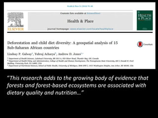 The right to food? Protected areas, access and food security