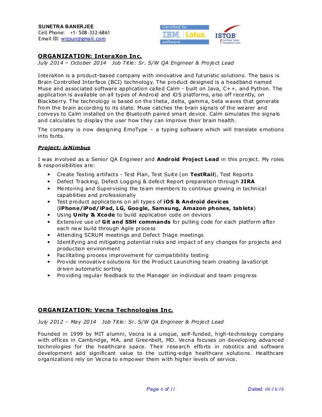 project lead resumes