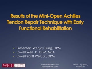 Results of the Mini-Open Achilles Tendon Repair Technique with Early Functional Rehabilitation  ,[object Object]