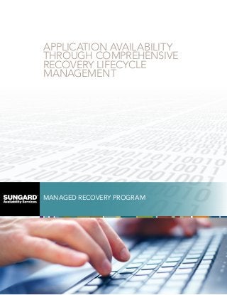 APPLICATION AVAILABILITY
THROUGH COMPREHENSIVE
RECOVERY LIFECYCLE
MANAGEMENT

MANAGED RECOVERY PROGRAM

 