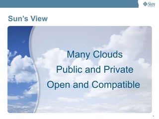 Sun’s View Many Clouds Public and Private Open and Compatible