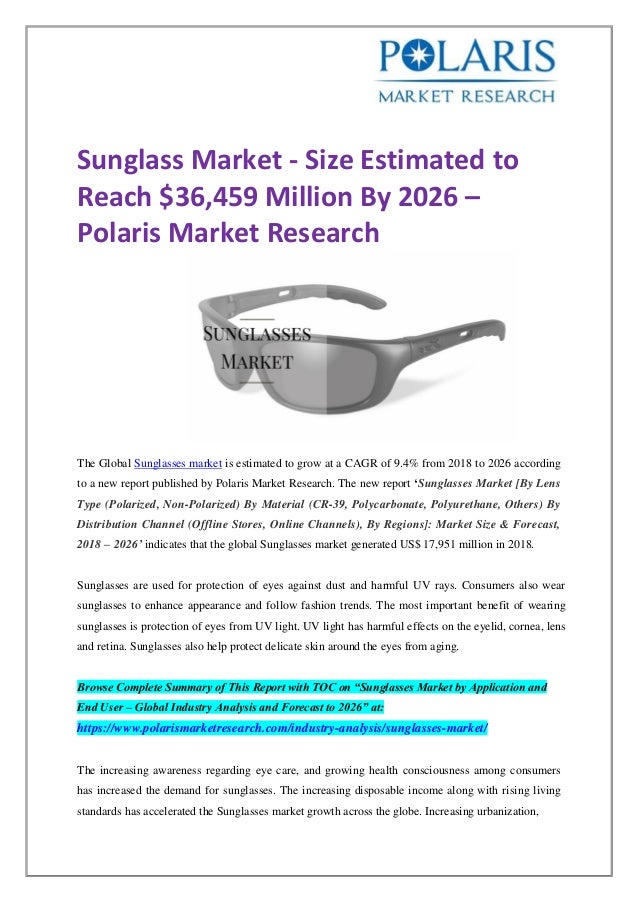 Sunglasses Market Size, Analytical Overview, Growth Factors, Demand a…