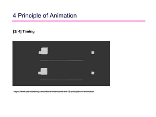 4 Principle of Animation
[3/ 4] Timing
https://www.creativebloq.com/advice/understand-the-12-principles-of-animation
 