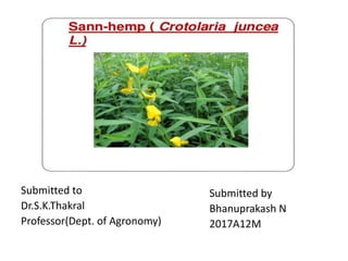 Submitted to
Dr.S.K.Thakral
Professor(Dept. of Agronomy)
Submitted by
Bhanuprakash N
2017A12M
 