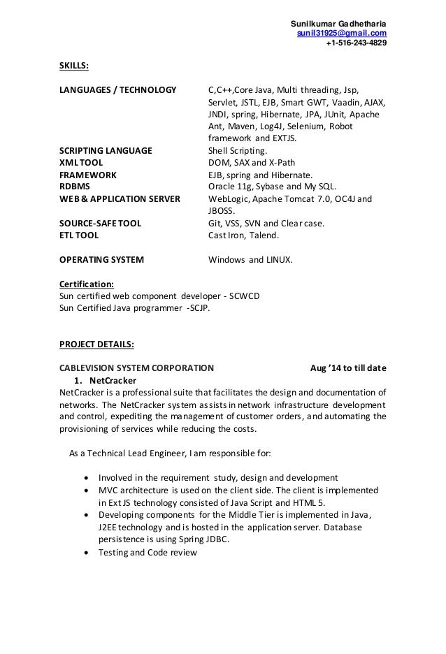 j2ee jsp resume