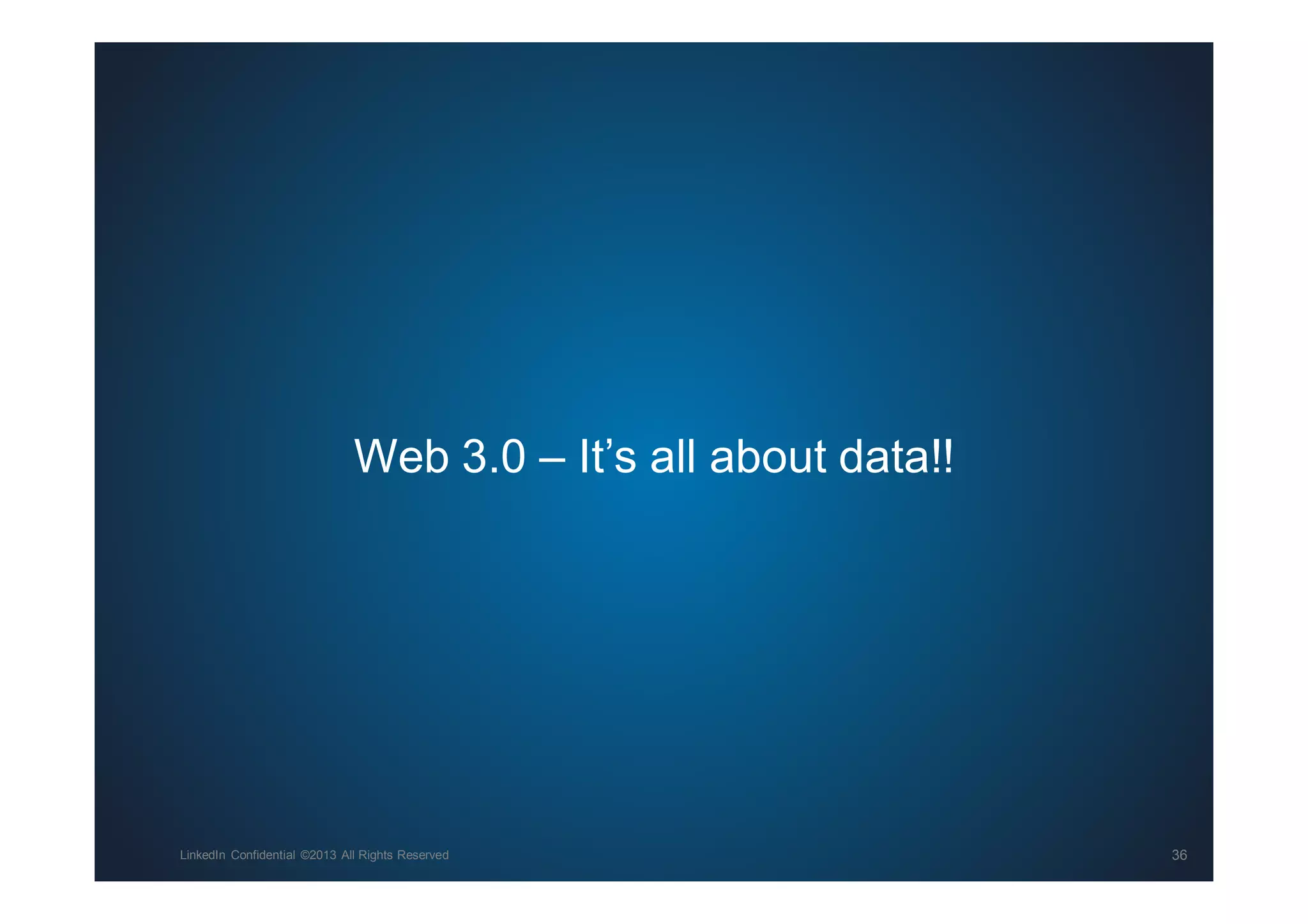 Web 3.0 – It’s all about data!!
LinkedIn Confidential ©2013 All Rights Reserved 36
 