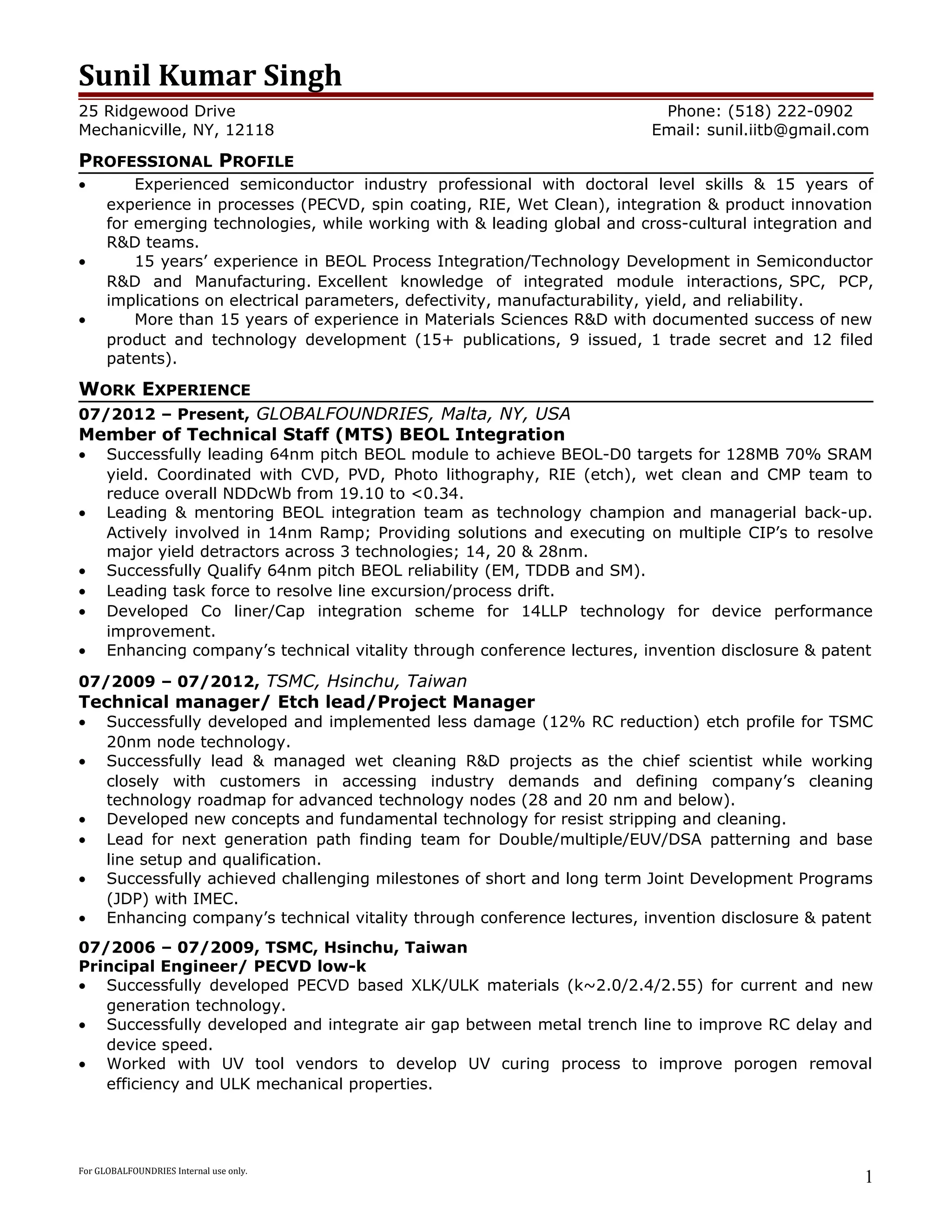Sunil singh resume | PDF