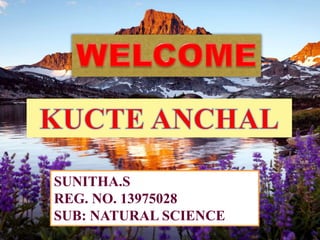 SUNITHA.S 
REG. NO. 13975028 
SUB: NATURAL SCIENCE 
 